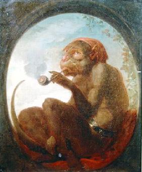 Sign with a monkey smoking a pipe