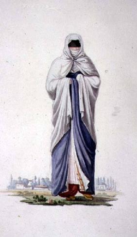 Turkish Woman from Smirna, probably by Cousinery, Ottoman period third quar