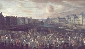 View of the Pont Neuf and the Chateau du Louvre with the Royal Carriage Passing in the Foreground 1665-69