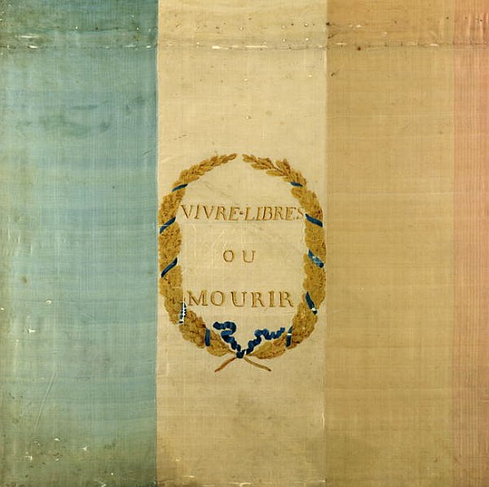 Tricolore with the motto ''Live Free or Die'', 1792 (painted fabric) von French School