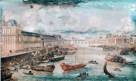 View of the Seine, the Grande Galerie of the Louvre and the College des Quatre Nations von French School