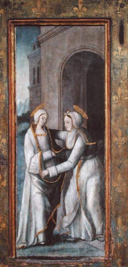 The Visitation, left hand panel from a triptych von French School