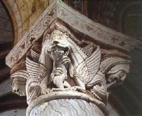 Monster devouring a human, column capital (stone) 19th
