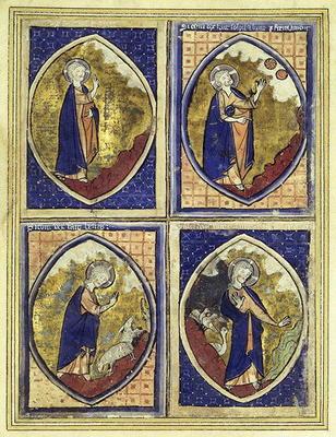 Creation of the firmament, creation of the sun and of the moon, creation of the animals, creation of von French School, (13th century)