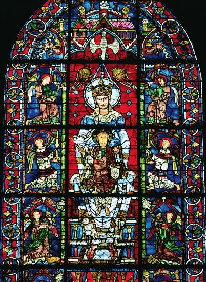 Window depicting Notre Dame de la Belle Verriere in the south choir (stained glass) (detail of 98069 1878