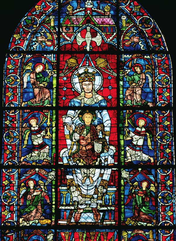 Window depicting Notre Dame de la Belle Verriere in the south choir (stained glass) (detail of 98069 von French School, (13th century)