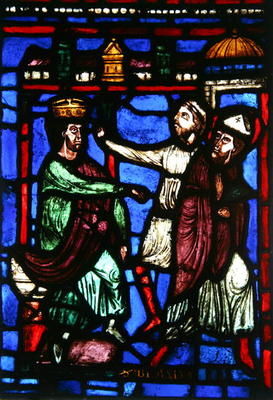 Window depicting St. Blaise listening to his condamnation, Ile de France Workshop (stained glass) von French School, (13th century)
