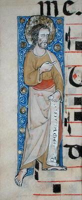 An apostle holding a phylactery, 'Judica me deus', c.1320 (vellum) 16th