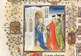 Ms Lat 919 fol.96 St. Peter Leading Jean de France (1340-1416) Duke of Berry into Paradise, from the 20th
