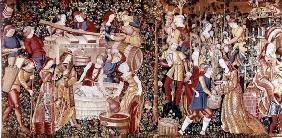 The Grape Harvest, from the 'Workshop on the Banks of the Loire' (tapestry) (see 23083 for detail) 20th
