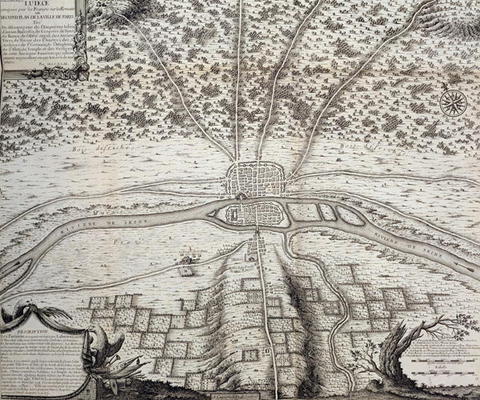 Lutetia or the second plan of Paris in the 4th and 5th centuries A.D., 1722 (engraving) von French School, (18th century)