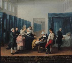 The Visit of Monsieur and Madame Necker to the Hopital de la Charite, 1780 (oil on canvas) 19th