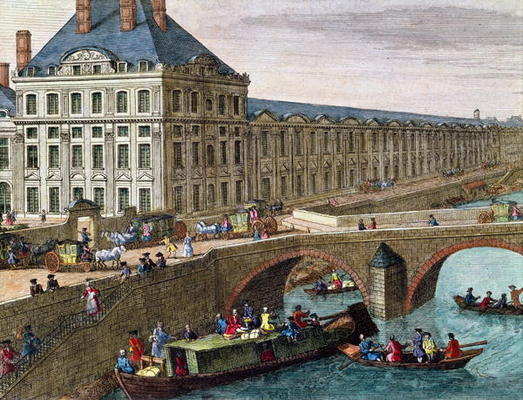 View of the River Seine at Port Royal (coloured engraving) (detail) von French School, (18th century)