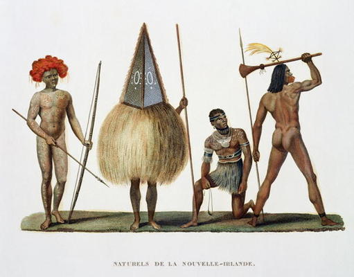 Natives of New Ireland, from 'Voyage autour du Monde, execute par Ordre du Roi sur La Corvette de Sa von French School, (19th century)