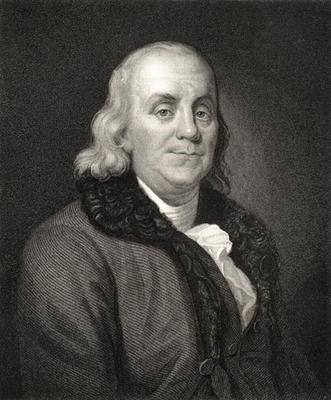 Portrait of Benjamin Franklin (engraving) von French School, (19th century)