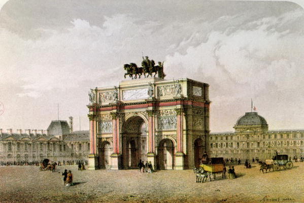 Postcard of the Arc de Triomphe du Carrousel, Paris (colour litho) von French School, (19th century)