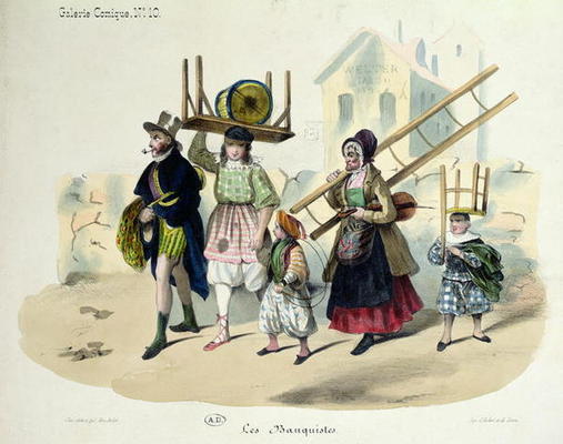 The Banquistes, c.1820-30 (colour litho) von French School, (19th century)