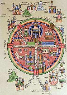 Map of Jerusalem and Palestine, Including the Sacred Sites and the Temple of Solomon (colour litho) 19th