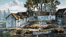 Mr Vandercolme's farm at Armbouts-Cappel (Nord) before the improvement of the manure pit, 1867 (colo 18th