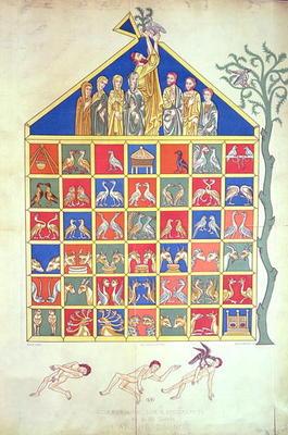 Noah's Ark, facsimile of an original 12th century manuscript, 19th century (colour litho) 19th