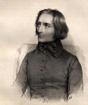 Portrait of Franz Liszt (1811-86) Hungarian piano virtuoso and composer (engraving) 19th