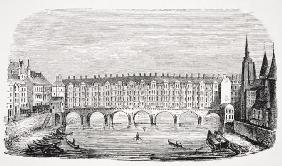 View of the ancient Pont-au-Change, from an engraving of the 'Topography of Paris', from 'Le Moyen A 18th