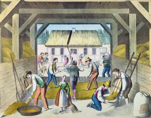 Work in the Farmyard, probably in Eastern France, 2nd half 19th century (colour litho) von French School, (19th century)
