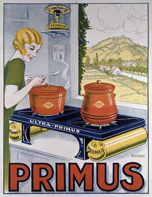 Poster advertising the Primus hob, printed by Dampenon & Elarue (colour litho) von French School, (20th century)