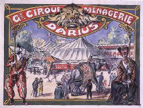 Poster advertising the 'Grand Cirque Menagerie Darius', 1924 (w/c on paper) 19th