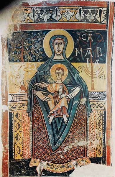 Die Madonna von S. Clemente de Takull Fresko aus der gleichnamigen Kirche von Fresko (romanisch)