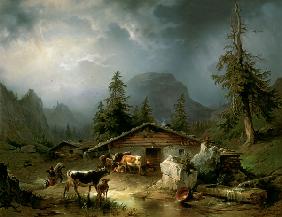 Alpine hut in Rainy Weather 1850