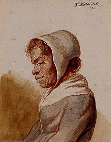Kopf einer Bäuerin mit weißer Haube 1779