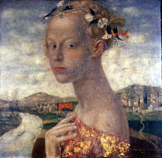 A Maiden with a Red Carnation, 1917 (oil)  von Friedrich Stahl