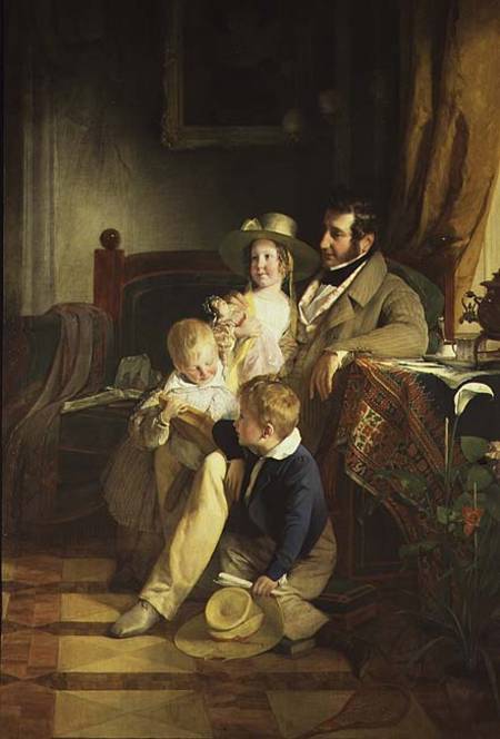 Rudolf von Athaber (1795-1867), industrialist and patron of the arts, with his children von Friedrich von Amerling