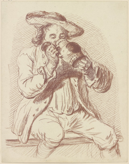 Sitzender Mann, aus einem Krug trinkend von Friedrich Wilhelm Hirt