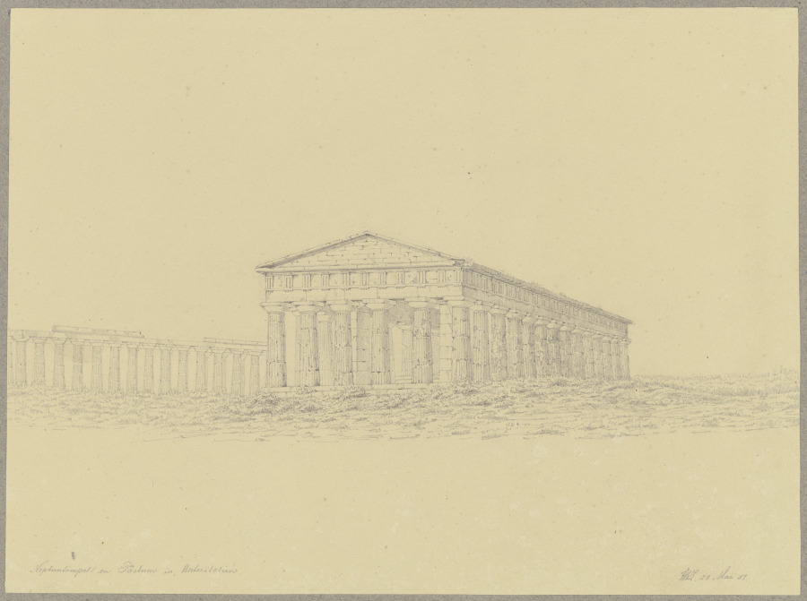 Der sogenannte Poseidontempel und das Heraion in Paestum von Friedrich Wilhelm Ludwig