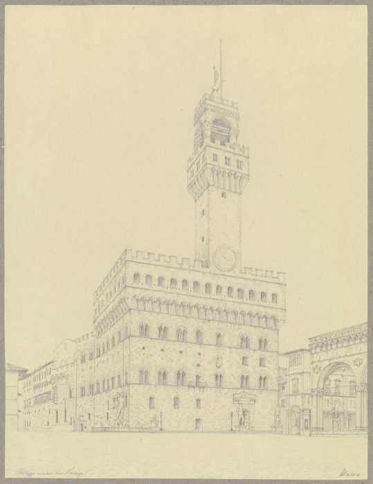 Die Piazza della Signoria mit dem Palazzo Vecchio in Florenz von Friedrich Wilhelm Ludwig