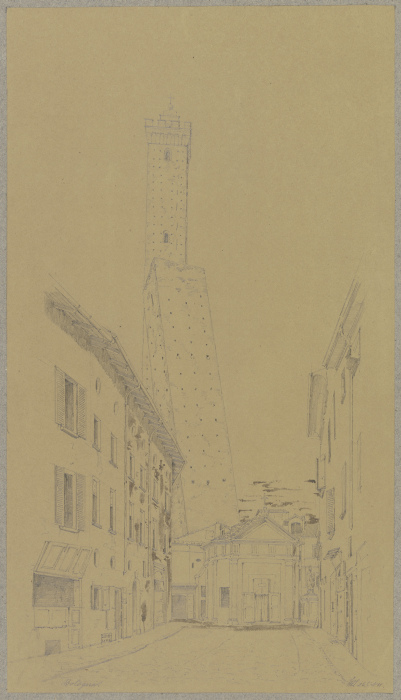 Die Torre Garisenda und Asinelli in Bologna von Friedrich Wilhelm Ludwig