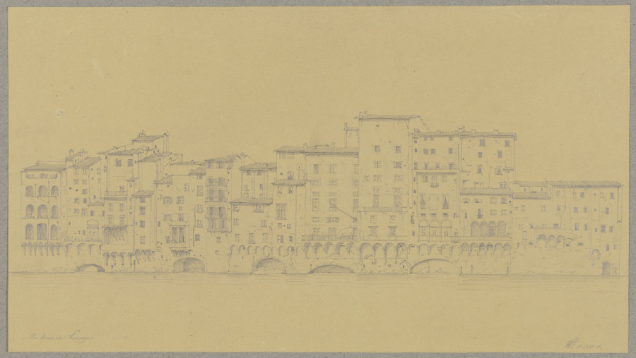 Häuserzeile am Ufer des Arno in Florenz von Friedrich Wilhelm Ludwig