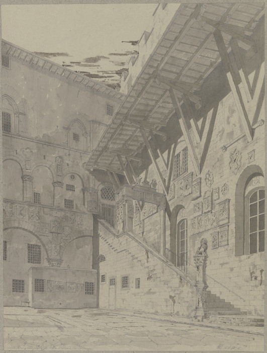 Hof des Bargello in Florenz von Friedrich Wilhelm Ludwig