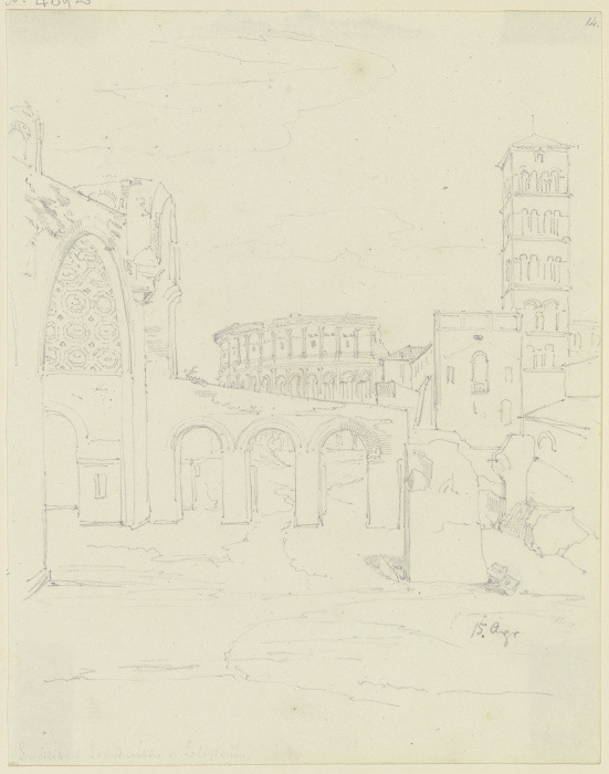 Die Maxentiusbasilika, der Campanile von S. Francesca Romana und das Kolosseum in Rom von Friedrich Maximilian Hessemer