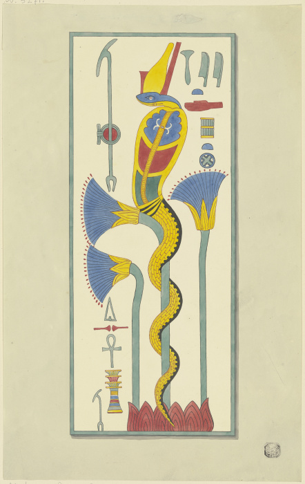 Kartusche mit einer Schlange, Hieroglyphen und vegetabiler Zier von Friedrich Maximilian Hessemer