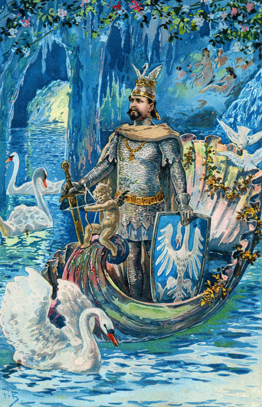 König Ludwig II. als Lohengrin in der Blauen Grotte von Schloss Linderhof von Fritz Bergen