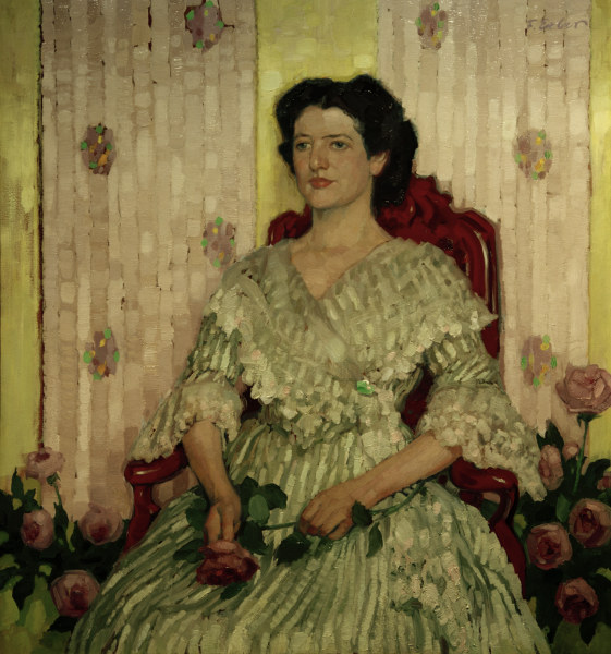 Dame mit Rosen, 1909. von  Fritz Erler
