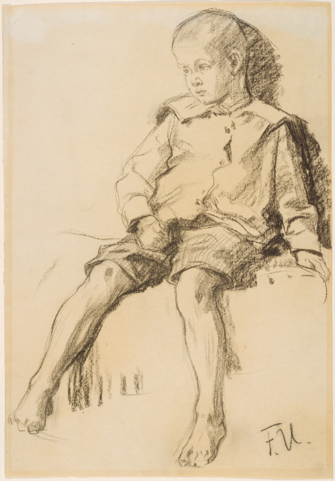Sitzender Junge mit nackten Beinen von Fritz von Uhde