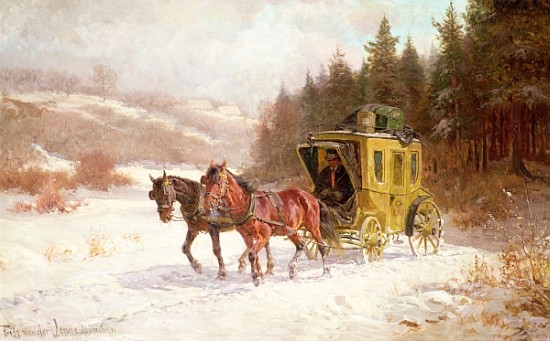 The Post Coach in the Snow von Fritz van der Venne