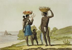 A slave family of the Loango tribe, Surinam, from 'Le Costume Ancien et Moderne', Volume II, plate 6 19th