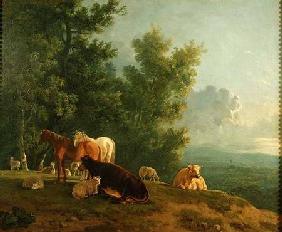 Horses and Cows in a Landscape