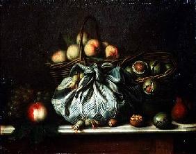 Baskets of Fruit, Walnuts and Nuts in a Knapsack 1733