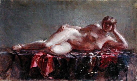 Reclining Nude (oil on canvas)  von Gail  Schulman